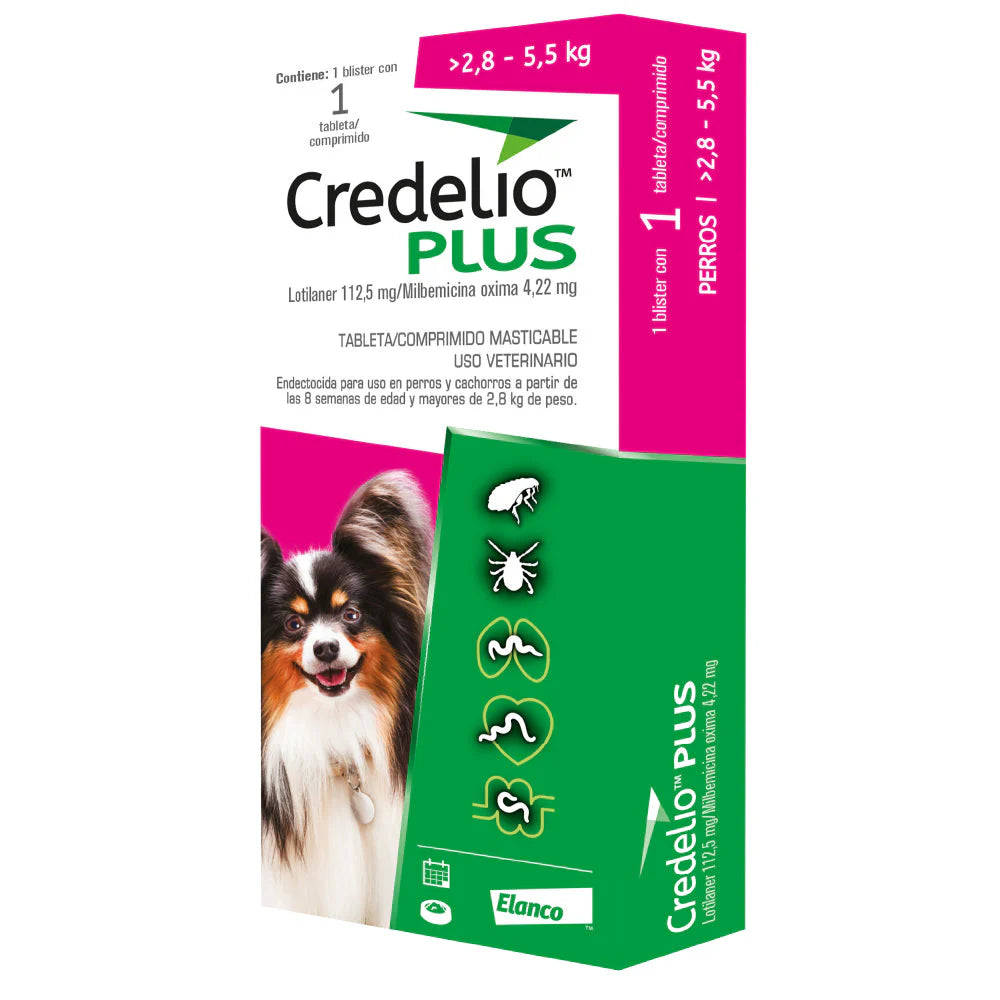 Credelio Plus Contra Pulpas para Perros de 2.5-5.5 kg Rosado