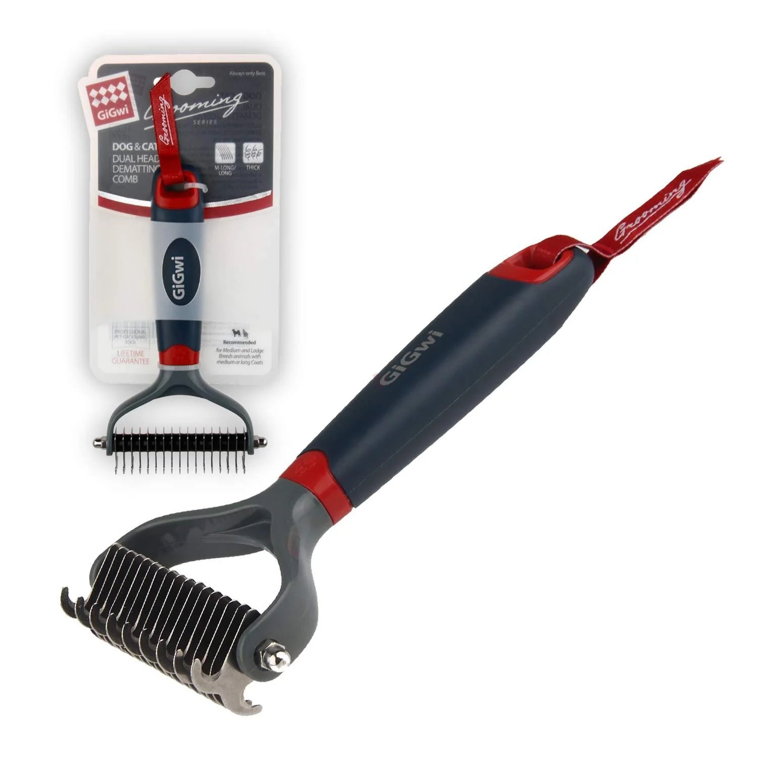 GiGwi Peine Deslanador de Doble Cabeza ‚Äì 17 Dientes para Perros y Gatos