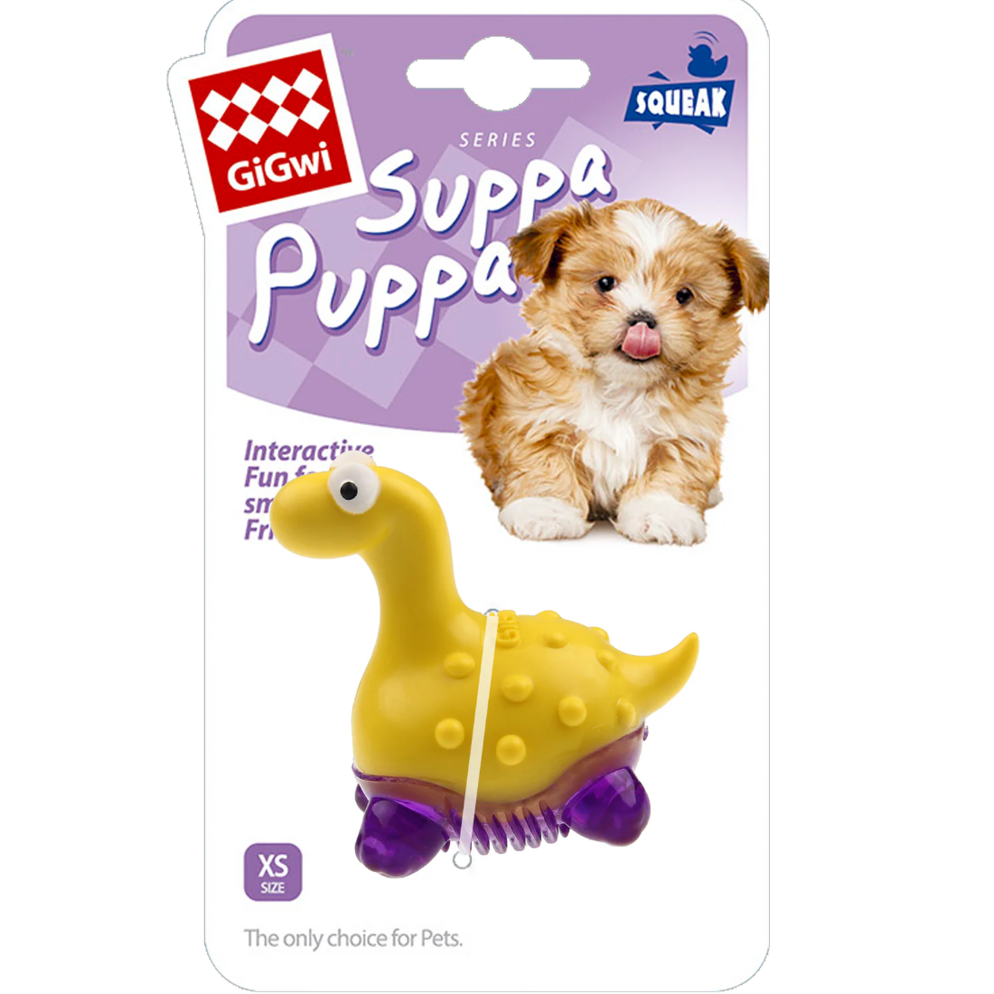 GiGwi Suppa Puppa Dino Amarillo - Morado con Speaker