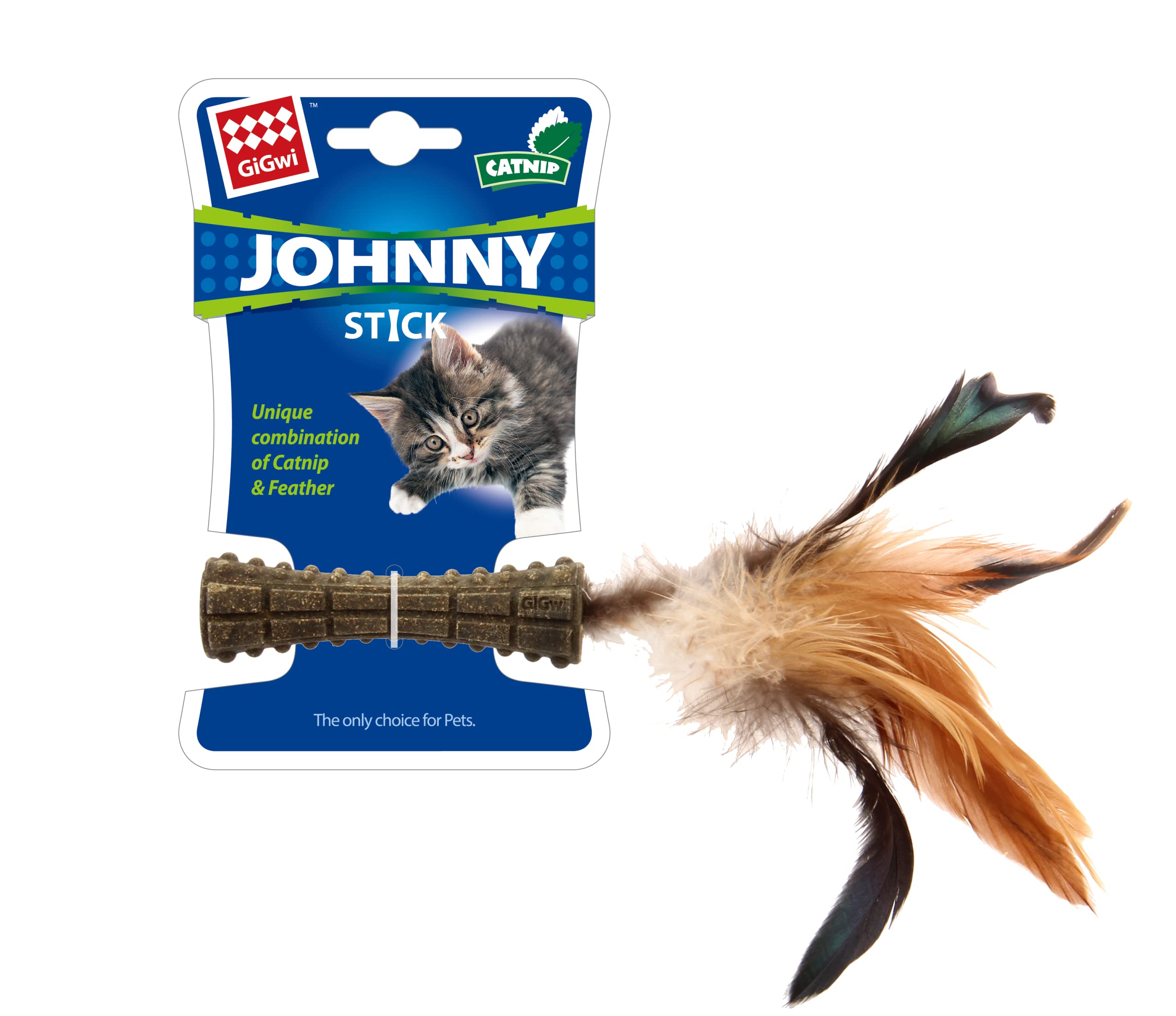 Catnip Johnny Stick con Pluma Natural Cafe