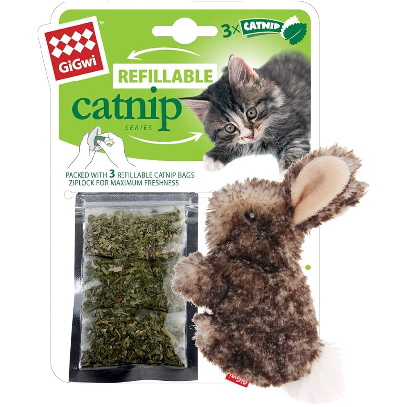 GiGwi Conejo cafe Refillable Catnip con 3 bolsas con Catnip
