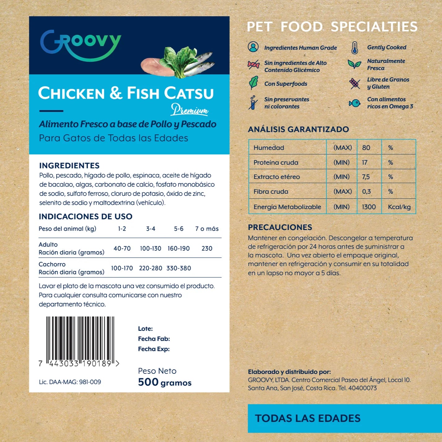 Groovy Alimento Fresco Gato Pollo y Pescado 500 g