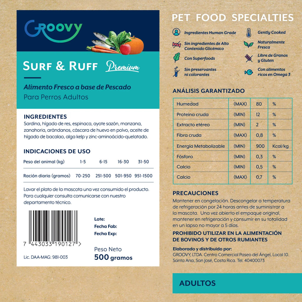Groovy Alimento Fresco Adulto Pescado 500 g