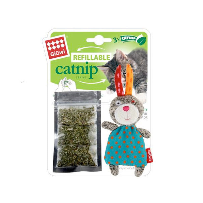 GiGwi Conejo Refillable Catnip con 3 bolsitas de Catnip