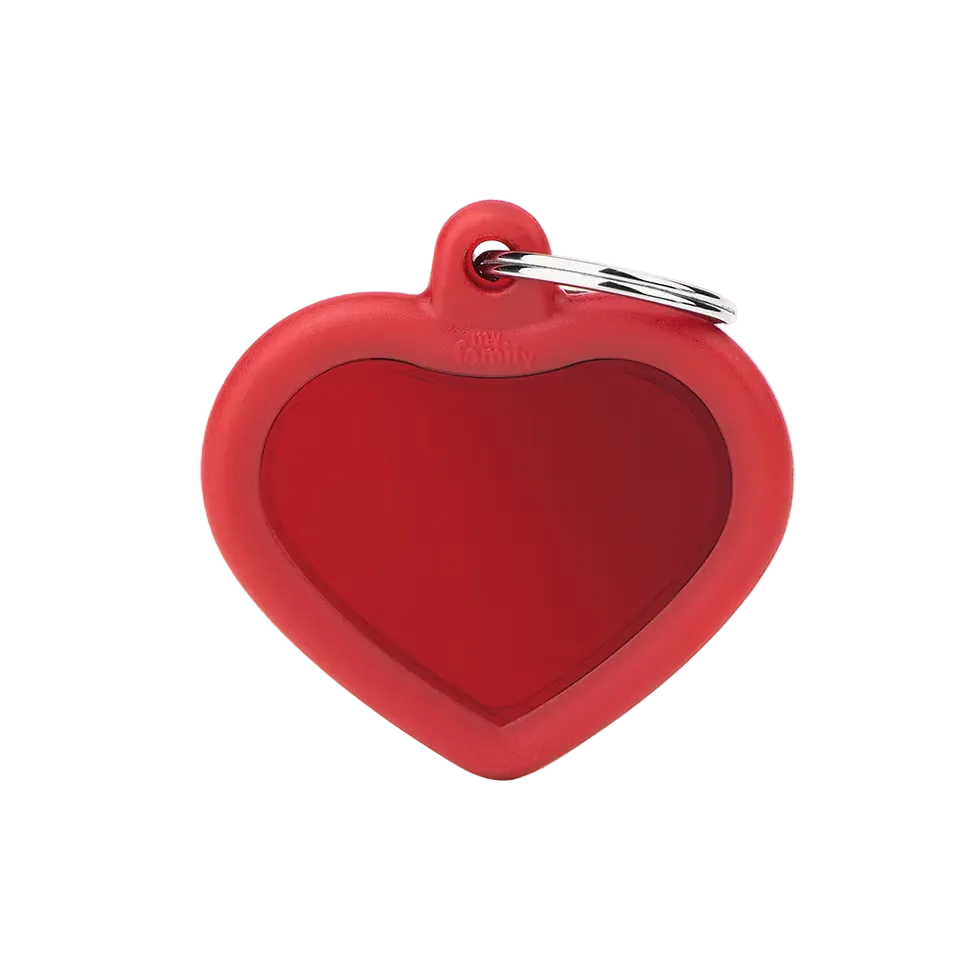 MyFamily Placa Corazon de Aluminio Cromado Rojo Large