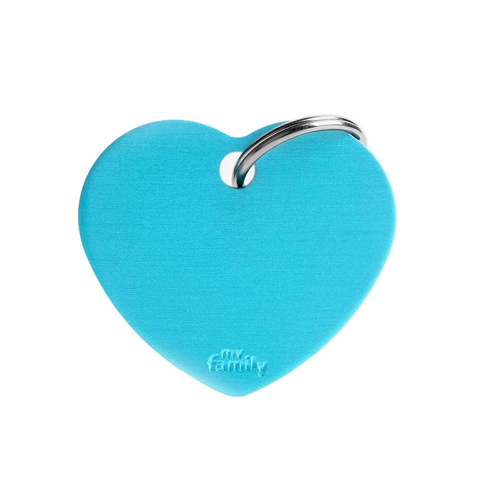 My Family Placa Corazon de Aluminio Celeste Large