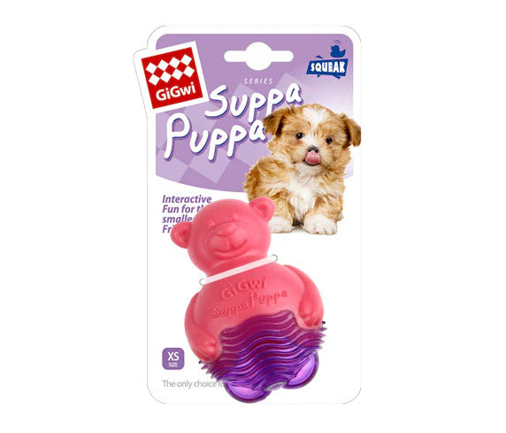 GiGwi Suppa Puppa Oso Rosado & Morado con Squeaker
