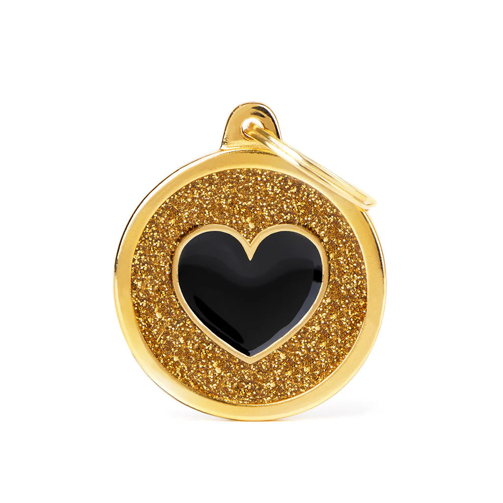 My Family Placa Corazon Circulo Shine Dorado